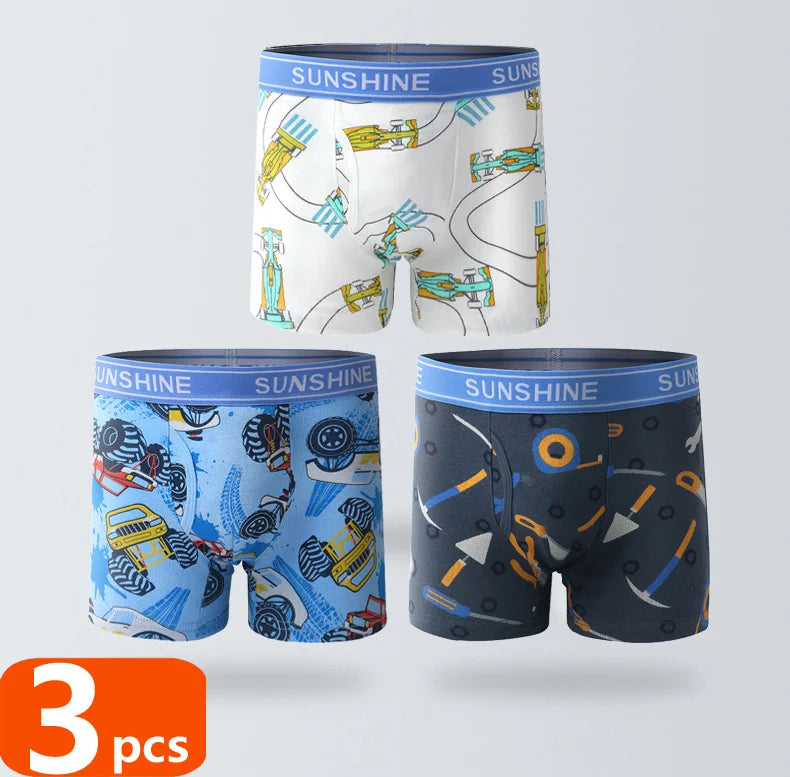 1/3/6 pcs Boys Boxer Briefs Sets 2025 New Kids Cotton Underwear Boy Underpants Teenager Dinosaur Print Soft Children Panties