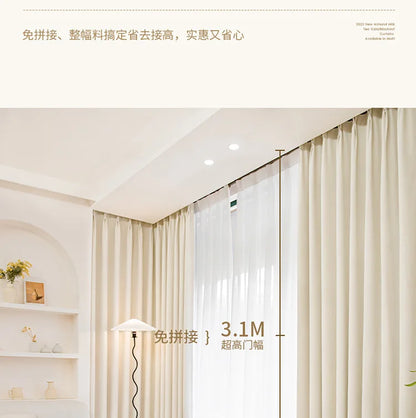 French Chenille Cream White Velvet Curtain Modern Simple Blackout Curtains for Living Dining room Bedroom Tulle Customization