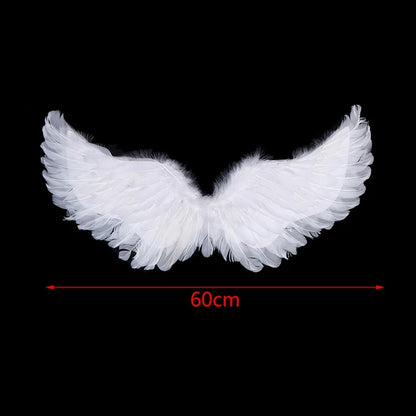 Alas de plumas de ángel blanco de golondrina, varitas mágicas de halo, correas elásticas para cosplay, para niños, adultos, bodas, Halloween, Navidad, cumpleaños y fiestas. 