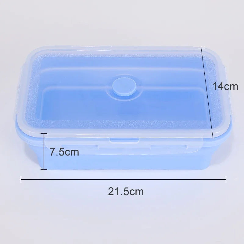Collapsible Silicone Food Storage Container,Bento Lunch Boxes For Kitchen, Microwave Safe. Foldable Design Saves Your Space.