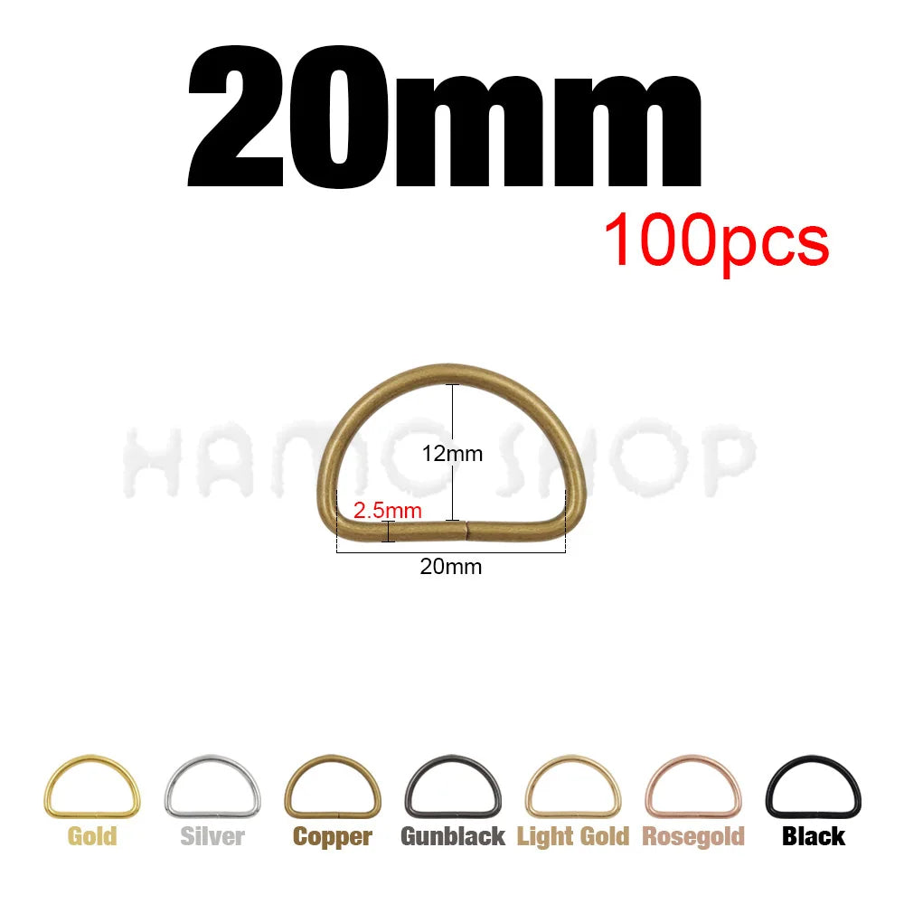 Hebilla ajustable de metal con anilla en D para correas de mochilas, bolsos, collares de gato y perros, accesorios de bricolaje, 20-1000 unidades