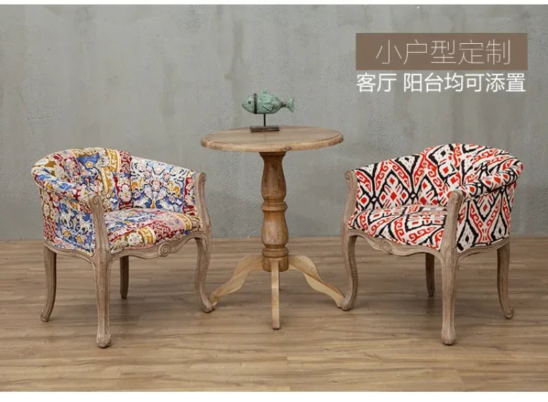 European Hotel Dining Chair, Leisure Sofa Chair, Solid Wood Antique Dining Chair, Living Room Leisure Sofa,Support Customization