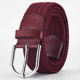 Elastic Nylon Unisex Casual Knitted Pin Buckle Jeans Belt Woven Canvas Elastic Expandable Stretch Waistband for Women Men Girdle