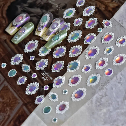 Shining Aurora Shell Light Butterfly Nail Stickers 5D Nail Art Design Decoration Decals DIY Manicure High Quality