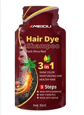 Shampoo de Coloração Capilar 3 em 1 (30ml) – Escurecimento Instantâneo de Cabelos Grisalhos para Preto – Com Polygonum Multiflorum (Cobertura Natural) para Mulheres