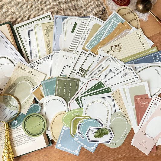 JIANQI 100pcs/pack Vintage Memo Paper Set DIY Scrapbooking School Supplies Decor Junk Journal Marking Stationery Notes Paper