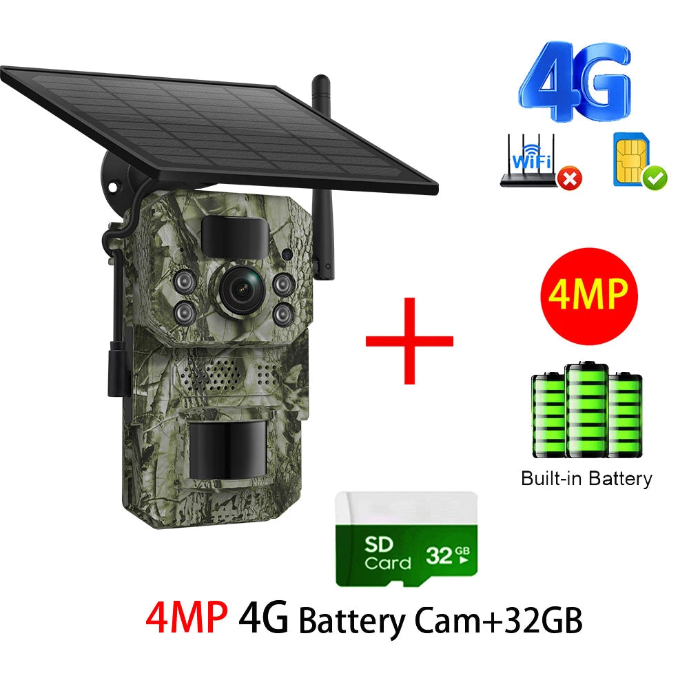 INQMEGA4G 2K 5MP PIR Motion Activated  Trigger Time Night Vision IP66 Hunting Trail Wildlife Battery Solar Camera Forest