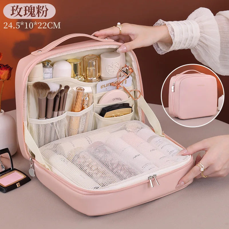 Professional Stand up Cosmetic Bag Large Capacity Travel Toiletry Organizer With Multiple Compartments Portable Storage Pouch