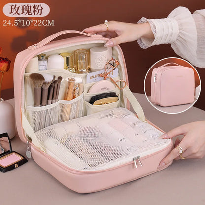 Professional Stand up Cosmetic Bag Large Capacity Travel Toiletry Organizer With Multiple Compartments Portable Storage Pouch