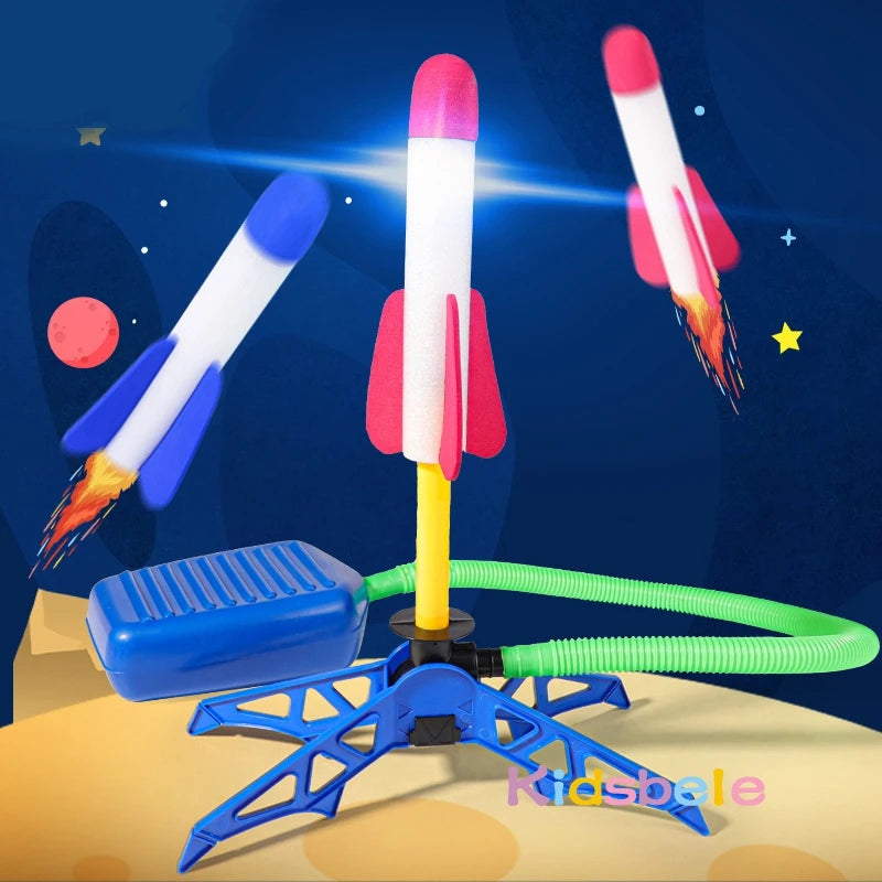 Lanzacohetes de aire para niños, bomba de pie, juego deportivo, juego de salto y pisoteo, juego de juguetes para niños al aire libre, lanzacohetes a presión, juegos de pedales 