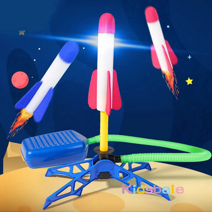 Lanzacohetes de aire para niños, bomba de pie, juego deportivo, juego de salto y pisoteo, juego de juguetes para niños al aire libre, lanzacohetes a presión, juegos de pedales 