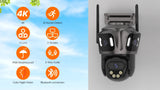 Three Screen WIFI IP Camera Outdoor 4K Dual Lens PTZ Camera Ai Human Detection IP66 Waterproof CCTV Video Security Camera iCsee