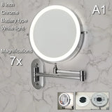 Wall Folding Makeup HD Mirror Double Side Fill Light Magnifying USB Charging Led Tricolor Dimming Bathroom Cosmetic Mirrors