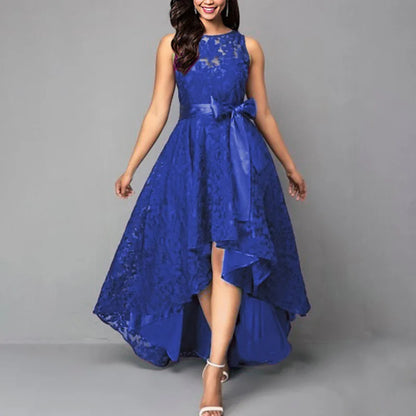 Vestido de dama de honor de boda para mujer 2025, elegante vestido de noche de encaje para fiesta, talla grande, ajustado, de cintura alta, con lazo, maxi vestidos para mujer