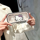 Hello Kitty Glasses Box Cute Cartoon Transparent Wave Box Portable Storage Box Travel Women Supplies Student Gift Wholesale