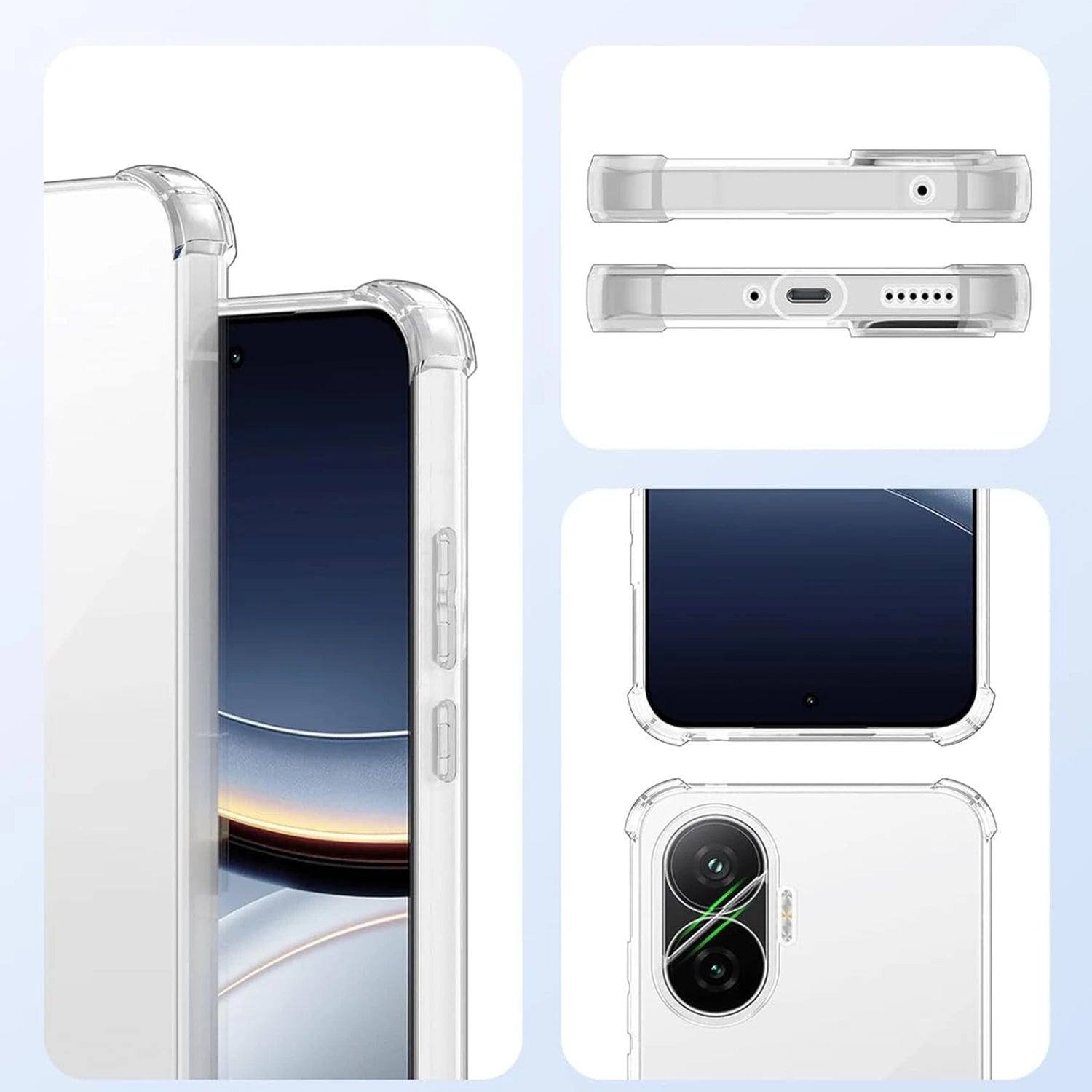 Clear Four-Corners Shockproof TPU Case for Xiaomi Poco F7 5G Protective Cover Transparent Capa Shell Coque Fundas