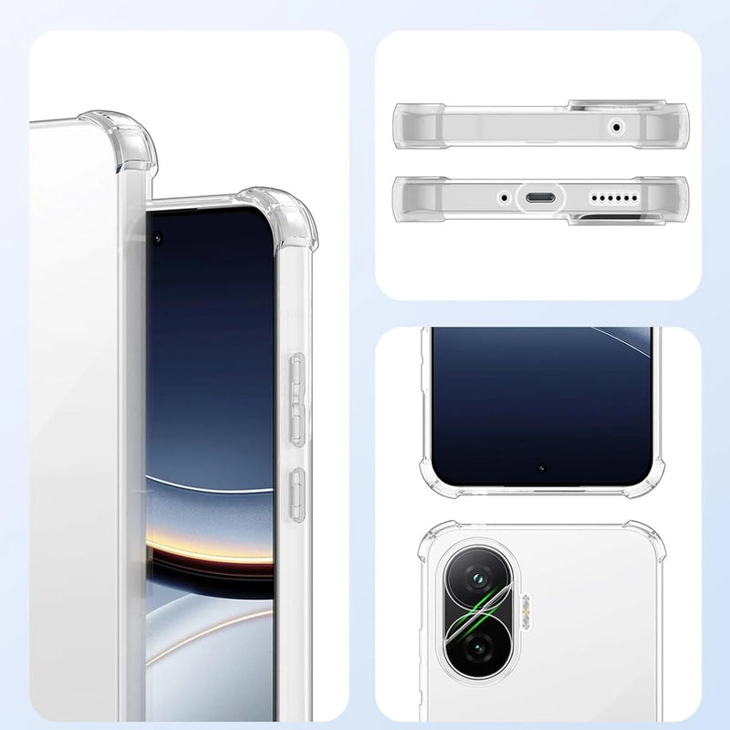 Clear Four-Corners Shockproof TPU Case for Xiaomi Poco F7 5G Protective Cover Transparent Capa Shell Coque Fundas
