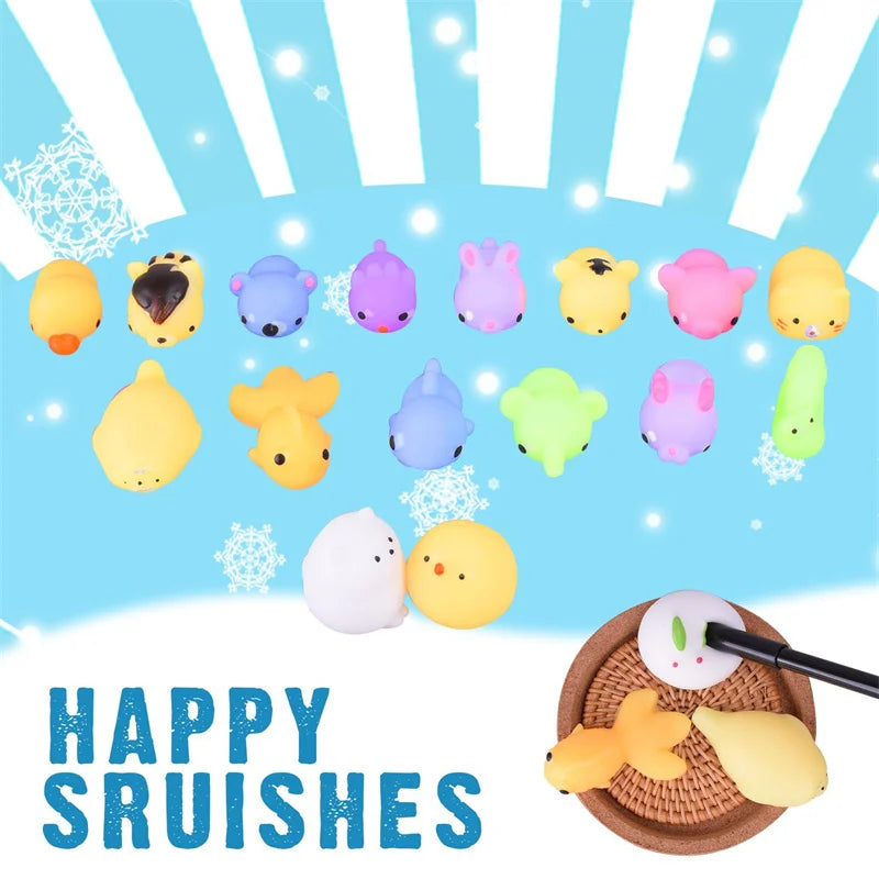 50-5 piezas de Mochi Squishies Kawaii Anima, juguetes blandos para niños, pelota antiestrés, regalos de fiesta, juguetes para aliviar el estrés en cumpleaños 