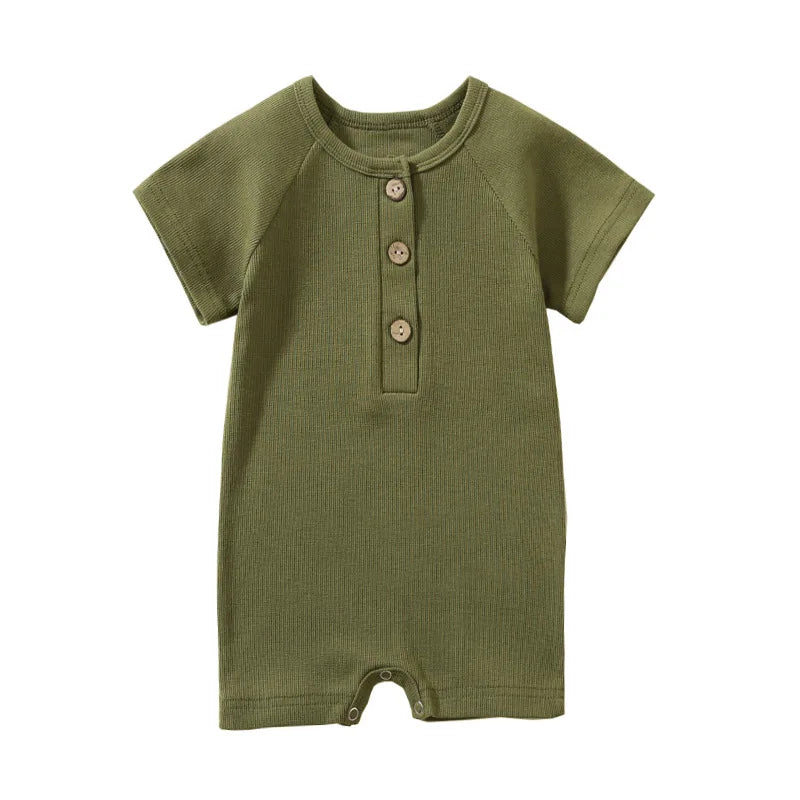 Pelele de verano para bebé, pijama fino de manga corta, mono acanalado, ropa de punto elástica, mono para niña