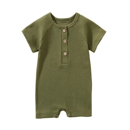 Pelele de verano para bebé, pijama fino de manga corta, mono acanalado, ropa de punto elástica, mono para niña