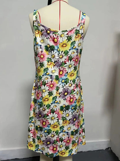 2024 aliexpress transfronteiriço europeu e americano plus size verão novo feminino impresso doce feriado vestido de verão