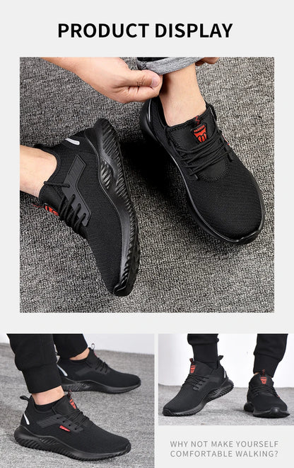 Safety Shoes Men With Steel Toe Cap Anti-smash Men Work Shoes Sneakers Light Puncture-Proof Indestructible Shoes Tactical Boots