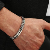 3-11mm Thick Waterproof Chain Bracelet for Men, Stainless Steel Cuban Chain Wristband, Classic Punk Heavy Men's Jewelry Gift