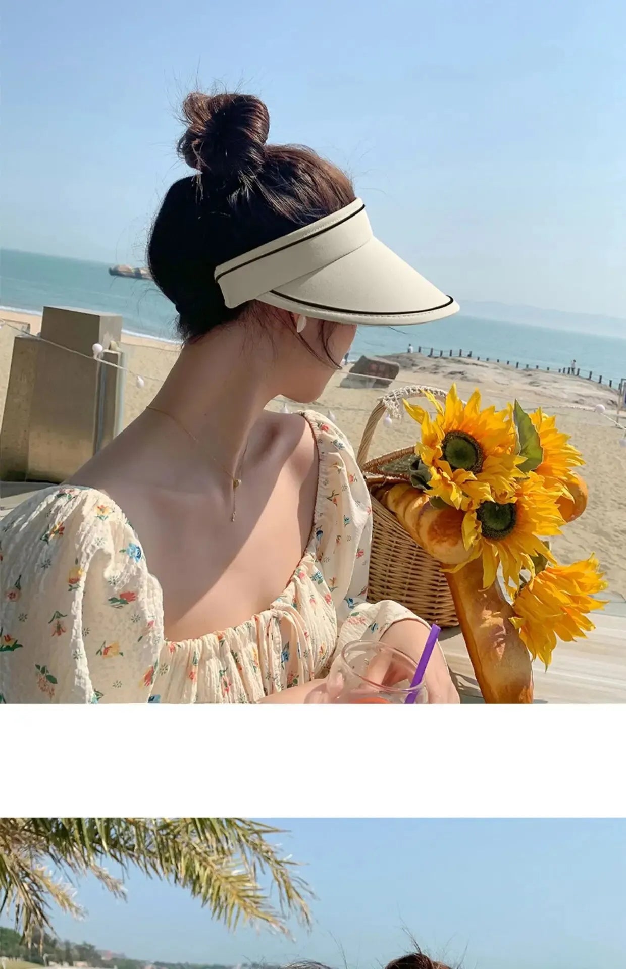 New Sun Hat Women's UV Protection Sun Hat Summer Empty Top Cap Large Brim Outdoor Cycling Face Shade Hat Woman