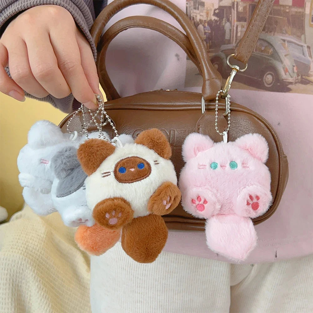 PLush Cat Wallet Keychain Soft Stuffed Animal Little Cat Bag Car Pendant Keychain Trinket Kids Stuffed Keychains Accessories