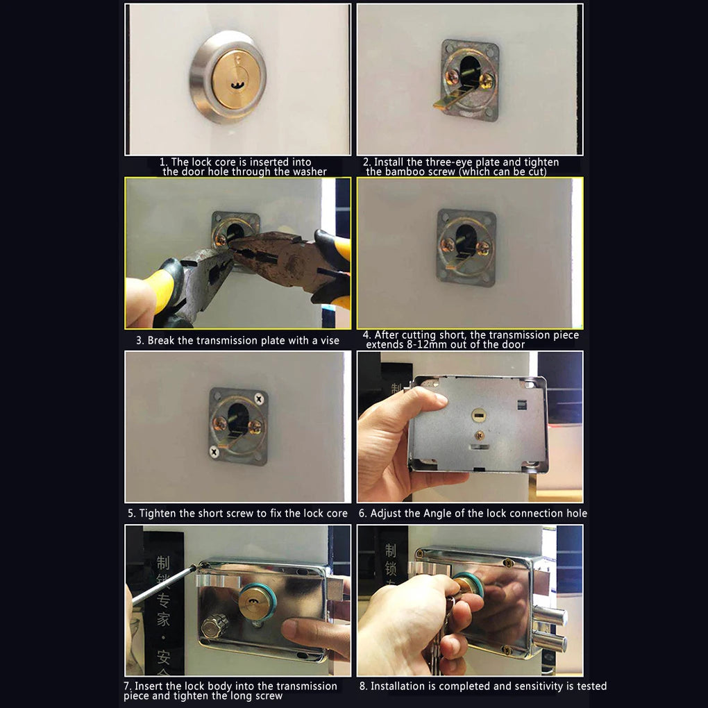 Smooth Lock Antique Household Front Door House Padlocks Locking Accessories Universal Heavy-Duty Gear With Key