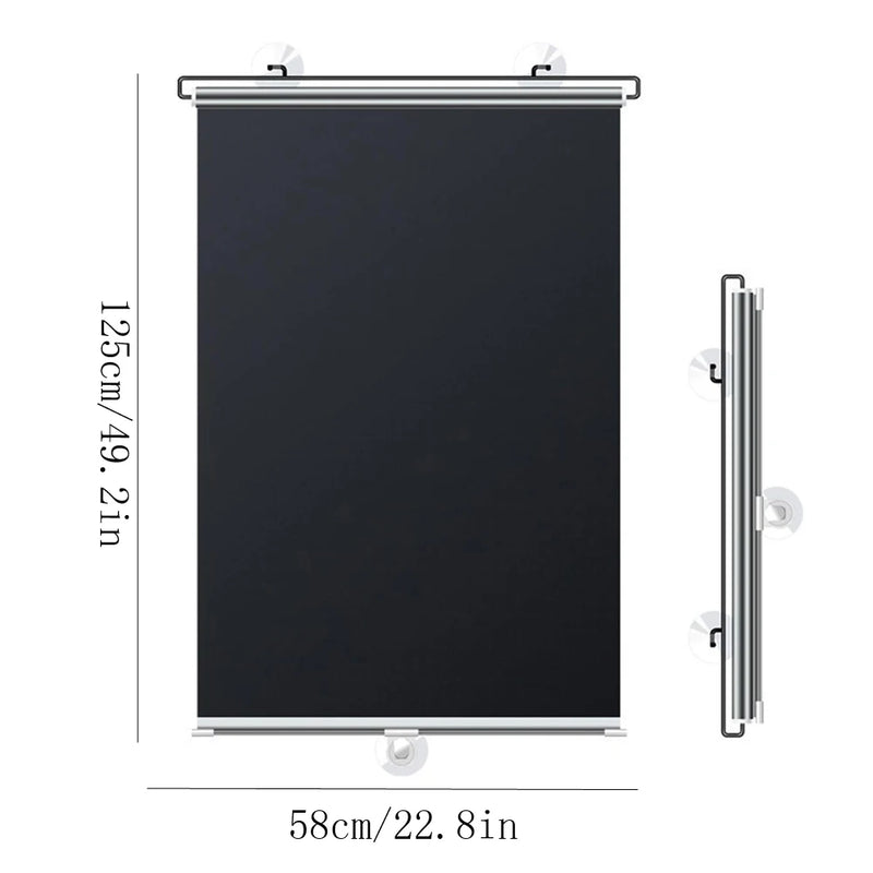 Cordless Retractable Roller Shades Black Home Office Windows Sunshade Thermal blinds without drilling blackout curtain