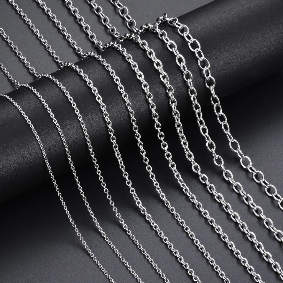 Cross O Bulk Chain Necklace for Men Women Stainless Steel DIY Jewelry Bracelet Wholesale Width 1.5mm-6mm 1Pc 