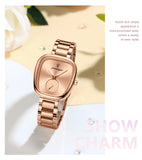 POEDAGAR Reloj de lujo para mujer, resistente al agua, de acero inoxidable, de cuarzo, de alta calidad, elegante
