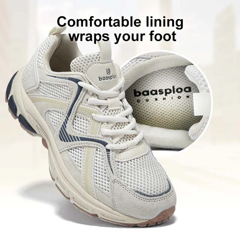 Baasploa Women Running Sneakers Mesh Breathable New Summer Walking Shoes Female Cushioning Elasticity Comfort Soft Sport Shoe