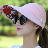 Fashion Women's Ladies Summer Vacation Wide Brim Foldable Sun Hat Anti-UV Beach Visor Caps Casual Hats