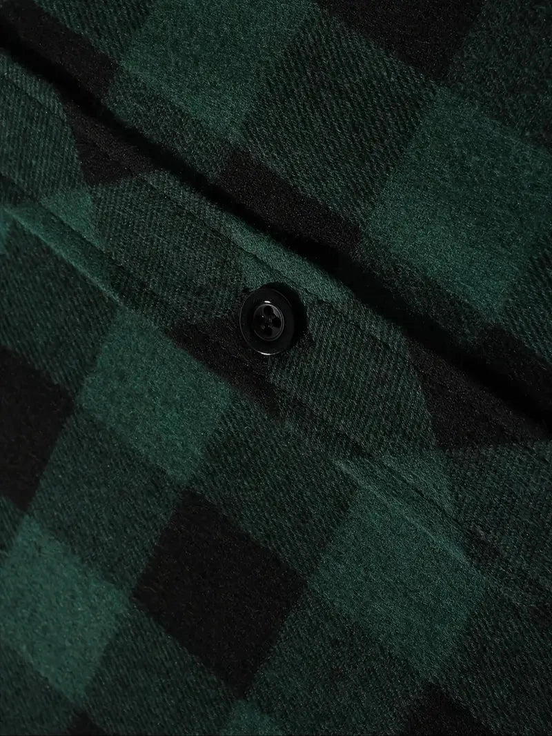 Camisa a cuadros con capucha de moda juvenil para hombre, camisa de manga larga ajustada, camisa informal de viaje para parejas, camisa deportiva para hombre, chaqueta