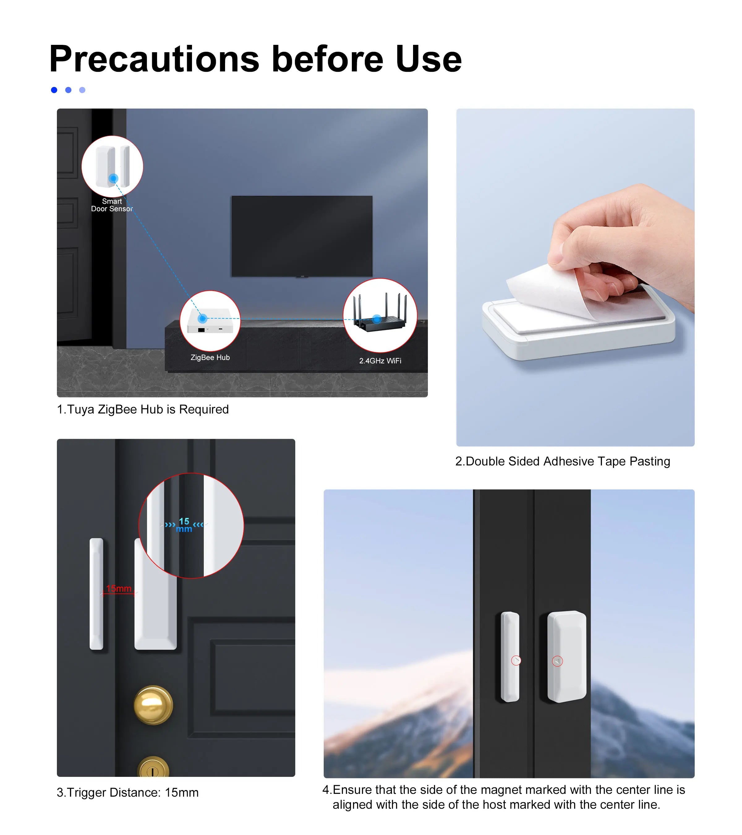 GIRIER Smart Door and Window Sensor ZigBee 3.0 Wireless Contact Detector for Smart Home Security Works with Home Assistant MQTT