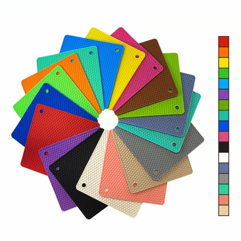 18cm Square Silicone Mat Heat Resistant Potholder Dining Table Placemat Non-slip Pot Holder Cup Coaster Kitchen Accessories