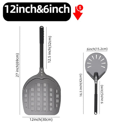 6&12 13 14  Inch Pizza Perforated Shovel Paddle Pizza Oven Turning Peel Hard  Anodized Pizza  Baking Kitchen Tool Spatula