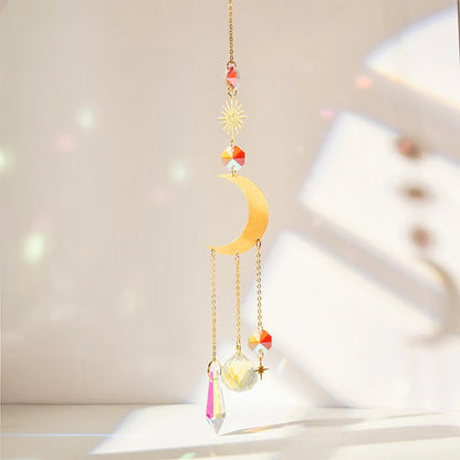 Colgante de cristal para jardín, atrapasol, campanillas de viento, prisma arcoíris, cadena de cristal para ventana, campana colgante, árbol de Navidad, decoración del hogar