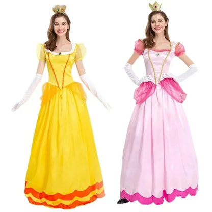 New Princess Dress Palace Party Queen Skirt Pink Peach Blossom Clothes Anime Halloween Costumes for Women