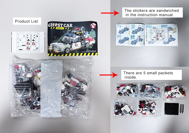 Mini Ghost Racing Car Building Blocks 562PCS MOC Model Car Bricks DIY Assembly Toy Kids Adults Halloween Christmas Birthday Gift