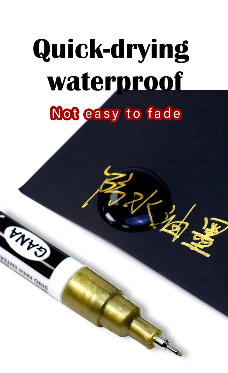 Fine tip permanent Paint Marker Pen DIY Paint Metallic Pen Permanent Gold SILVER Marker Touch Up,School Model Painting