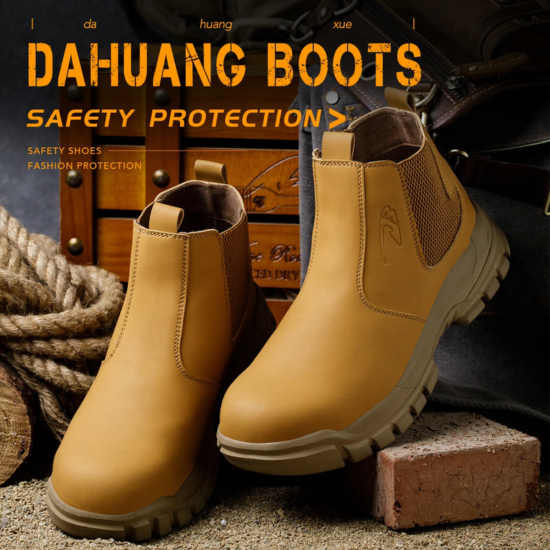 Waterproof Men's Safety Work Boots Steel Toe Shoes Anti Impact And Anti-Puncture Outdoor Adventure Hiking Tactical Boots