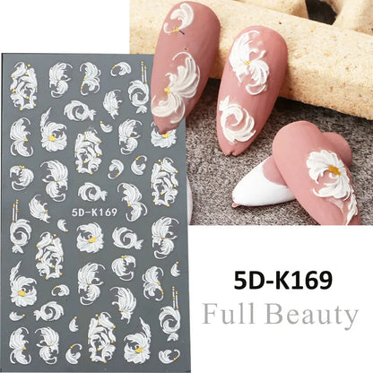 Stickers for Nails Marine Punk Black Line Design Art Slider Party Cool Decoration Adhesive Decal Emboss DIY Manicure Accessories