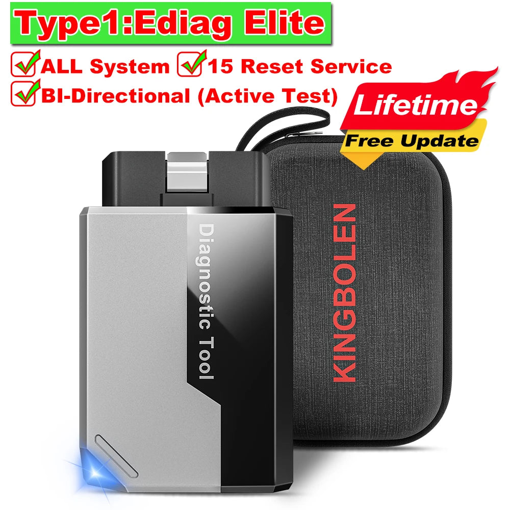 KINGBOLEN EDIAG ELITE All System OBD2 Scanner Car Diagnostic Tools 15 Reset Active Test CAN FD FCA Autoauth Lifetime Free Update