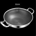 32cm 304 Stainless Steel Frying Pan Food Grade Non Stick Pan Honeycomb Pot Bottom Induction Cooker Gas Stove General Wok