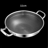 32cm 304 Stainless Steel Frying Pan Food Grade Non-Stick Pan Honeycomb Pot Bottom Induction Cooker Gas Stove General Wok