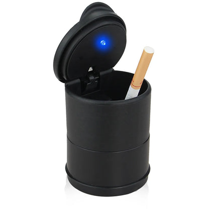 Cenicero portátil LED para coche, con apertura automática de un solo toque, luz azul, ignífugo, para fumar cigarros, accesorios para coche 