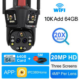 LS VISION 10K Outdoor WiFi Camera 20X Zoom Three Screen CCTV External IP Cam 20MP Security Ai Tracking Video Surveillance Camera
